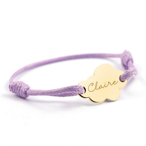 Bracelet Cordon Femme/fille Avec Médaille Nuage En Argent Massif 925 - Ascalido - Neuf