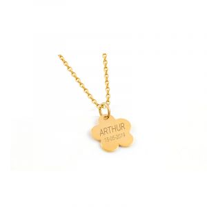 Pendentif personnalisé enfant médaille gravée plaqué or fleur 15x15 mm