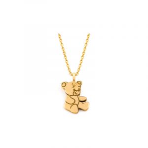 Pendentif personnalisé enfant médaille gravée plaqué or ourson 15x18 mm