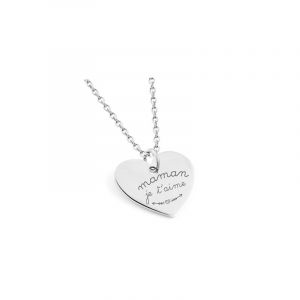 Pendentif personnalisé enfant médaille gravée argent massif cœur 20x18 mm droit