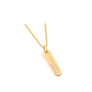 Pendentif personnalisé femme médaille gravée plaqué or plaquette 6x25 mm