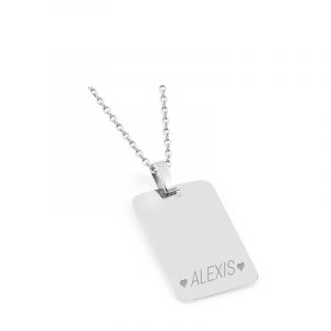 Pendentif personnalisé homme médaille gravée argent massif rectangle arrondi 20x30 mm